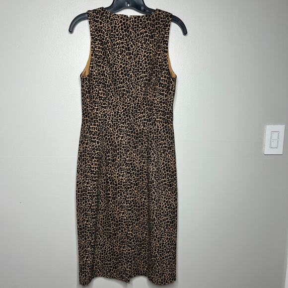 J.Crew Women's Leopard Animal Print Sheath Dress Size 2 Sleeveless Knee-Length - Picture 6 of 12